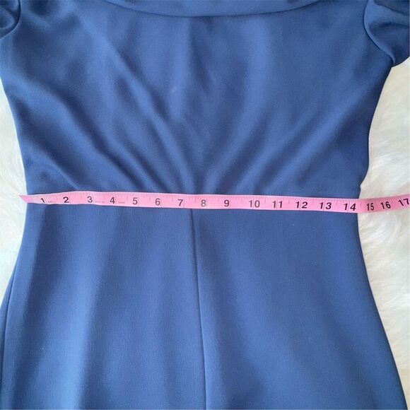 Badgley Mischka Women's Cowl Neck Flutter Sleeve Jumpsuit Navy Blue Size 4 - Picture 10 of 16